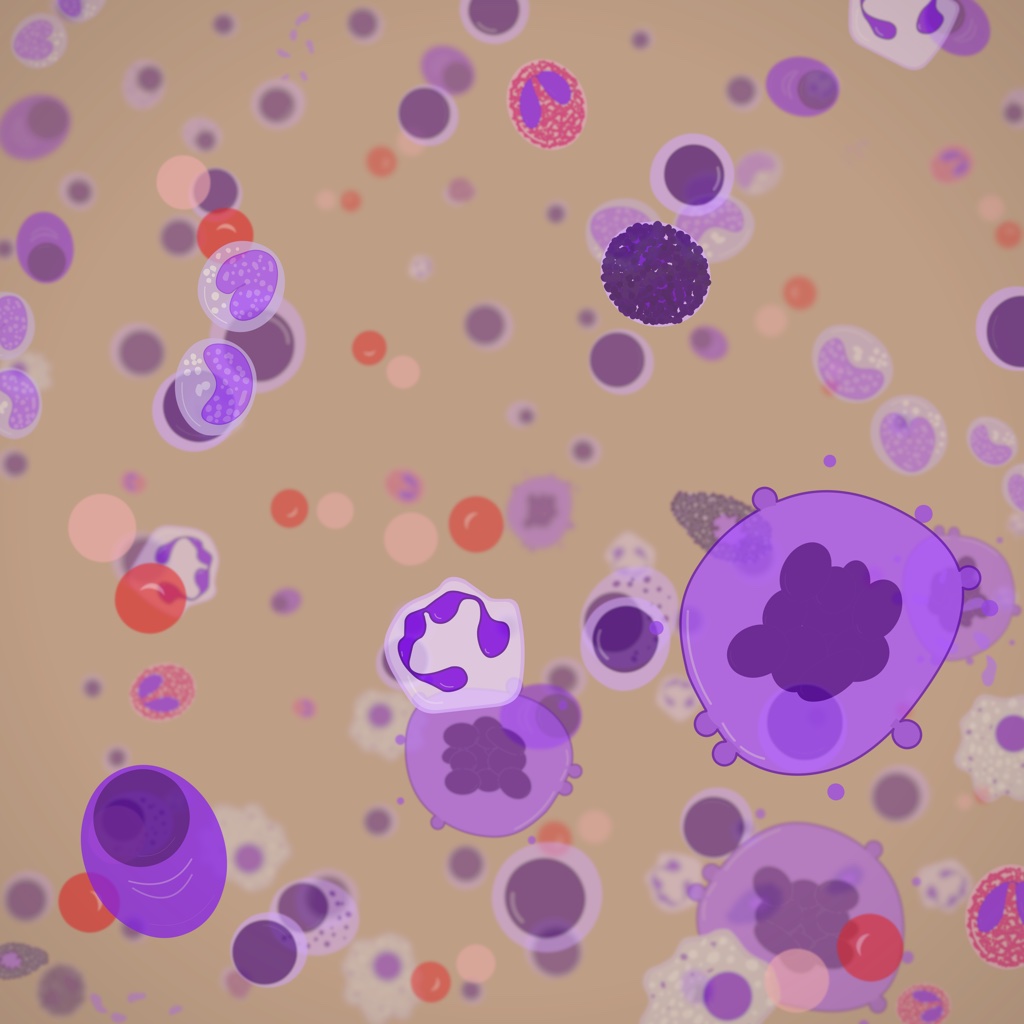 Hematopoiesis pattern on a warm peach background